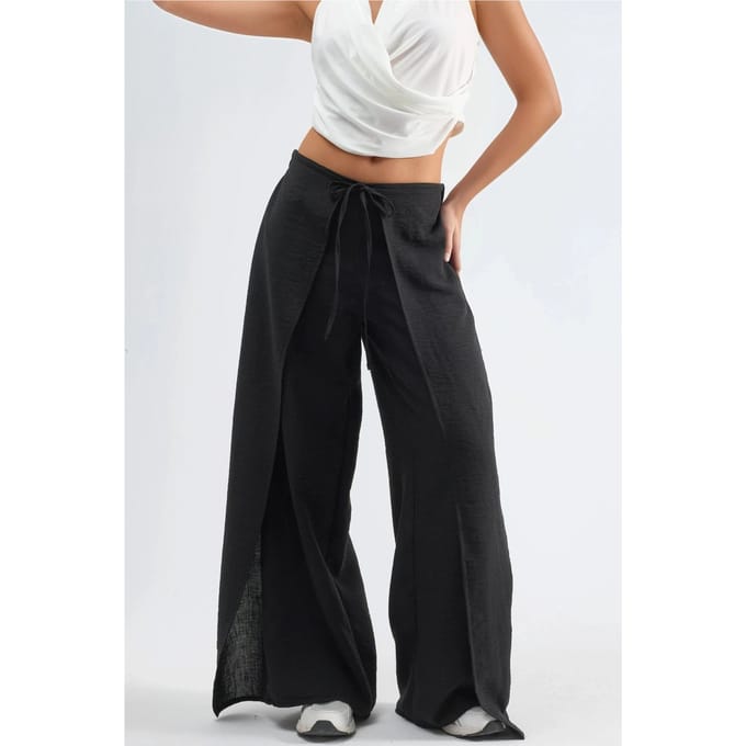 Trekkoord Taille Crepe Broek met Strikdetail