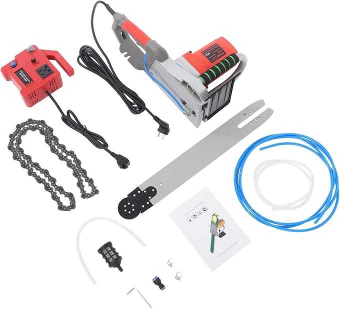 Muurfrees Machine - Sleuffrees Wandsnijder - Beton Sleuven Frezen - Met Waterpomp - 48 cm Diepte - Rood Grijs