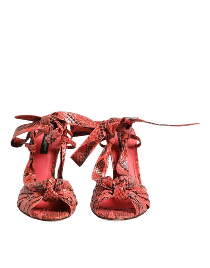 Dolce & Gabbana Koraal Python Leren Hakken Sandalen Schoenen