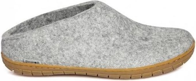 Glerups slipper met rubberen zool in grijs - unisex - maat 36