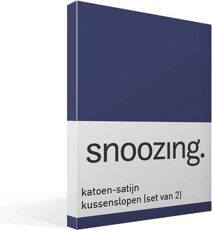 Snoozing - Katoen-satijn - Kussenslopen - Set van 2 - 60x70 cm - Navy