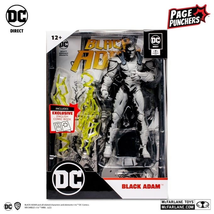 McFarlane Gold Label DC Multiverse 7  Action Figure with Comic - Black Adam (Line Art Variant)