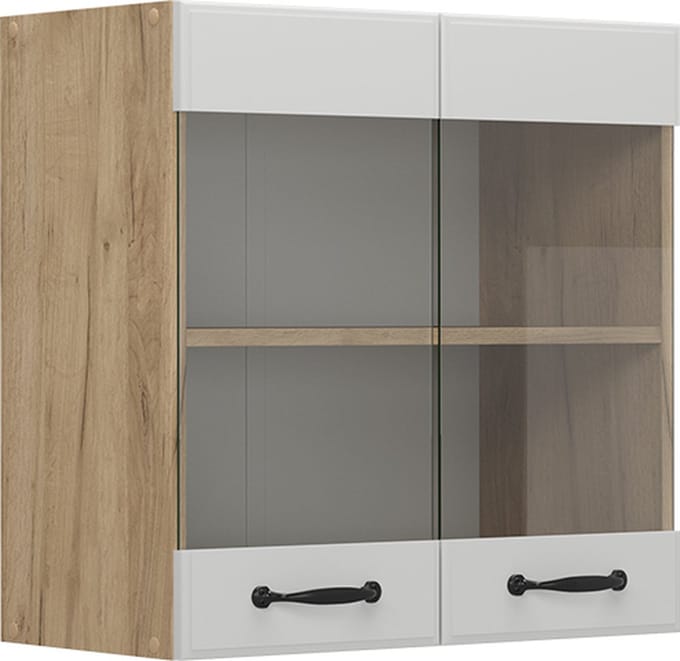 Vicco R-Line Glazen keukenkast – 60 cm Wit Landhuis