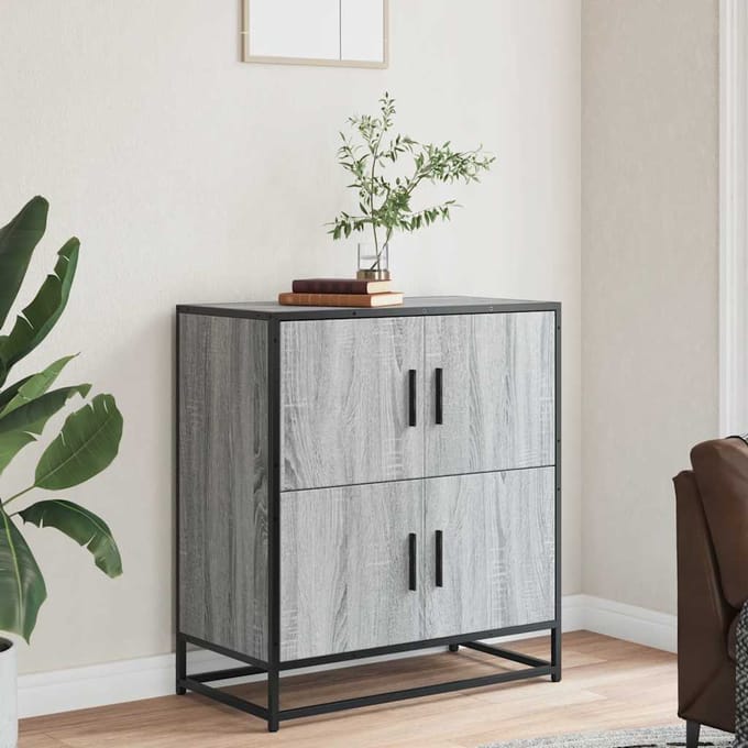 vidaXL - Dressoir - 68x35x76 - cm - bewerkt - hout - grijs - sonoma - eikenkleurig