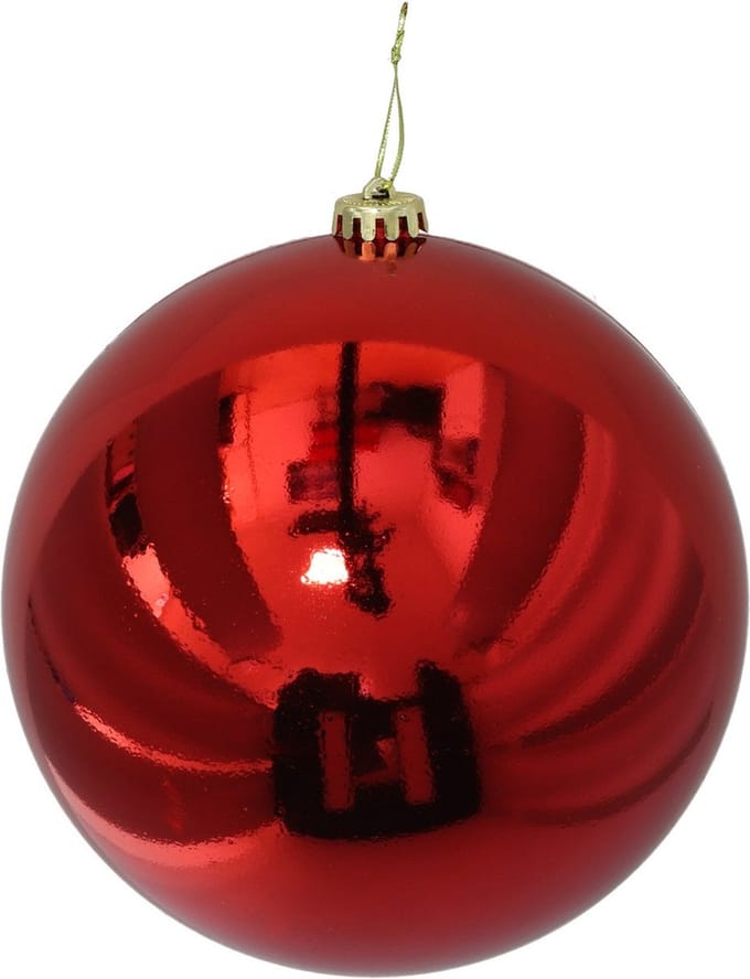 Gerimport Grote decoratie kerstbal - rood - 20 cm - kunststof - glimmend - kerstversiering