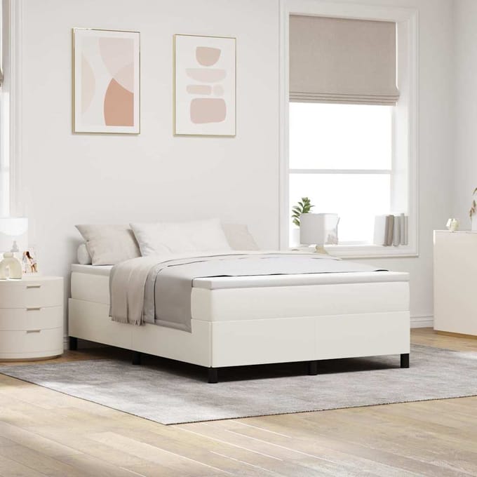 vidaXL - Boxspring - bed - Crèmekleurig - 140 - x - 190 - cm - Corduroy - stof