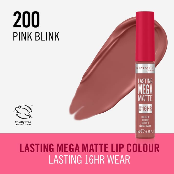 Rimmel London lasting mega matte vloeibare lippenstift 200 pink blink 7,4 ml