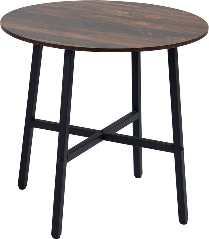 HOMCOM - eettafel - spaanplaat - staal - 80L x 80B x 76H cm - bruin