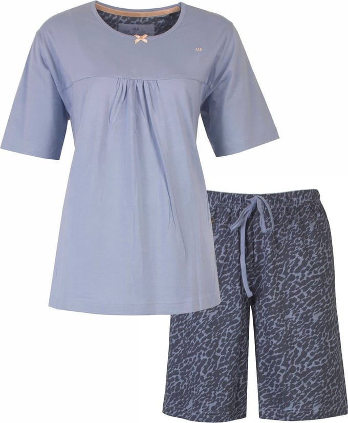 Medaillon Dames Shortama - Pyjama Set - Korte Mouwen - Grijs - Maat S