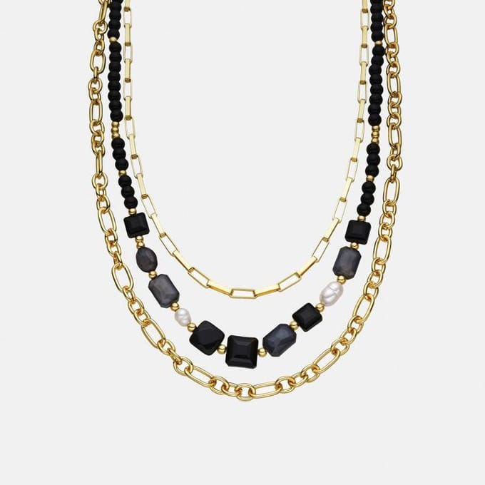 Luxenter Ketting met zwarte hars 18k gouden afwerking - Nyste zwart