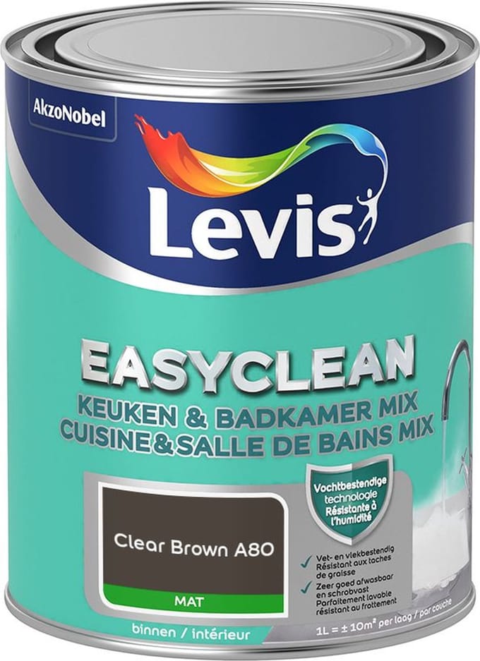 Levis - Easyclean Keuken & Badkamer Mix - Clear Brown A80 - Mengverf - 1 L