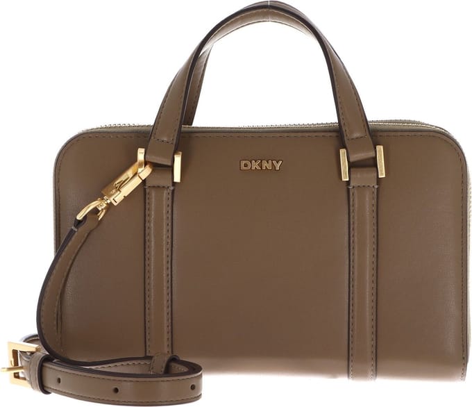DKNY Leren Handtas Schoudertas Aggie Handbag Shitake Taupe