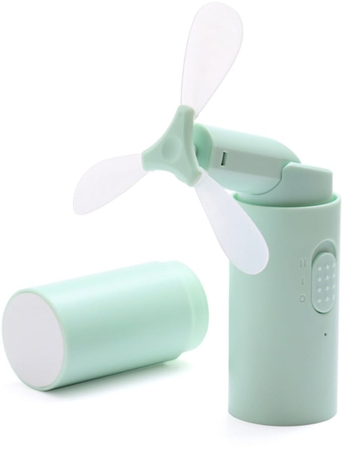 Mini Ventilator – USB-oplaadbaar – Opvouwbare standaard – Voor reizen/kantoor/gezin – Groen – Compact – 1 stuk