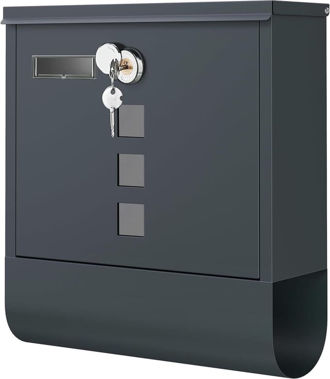 Wall Letterbox with Copper Lock Cylinder - Easy Installation and Newspaper Compartment - Anthracite GMB20AG