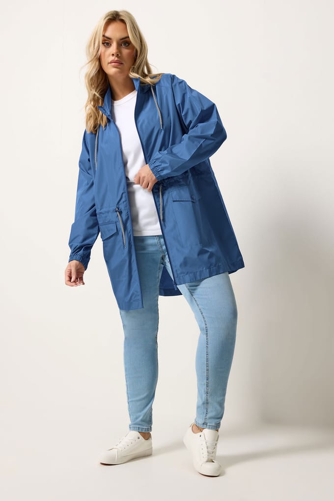 Yours Blauwe Lichte Parka Met Trekkoord Size 46