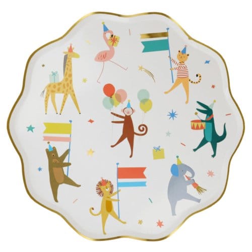 Meri meri - bordjes papier groot à 8 stuks, party animals