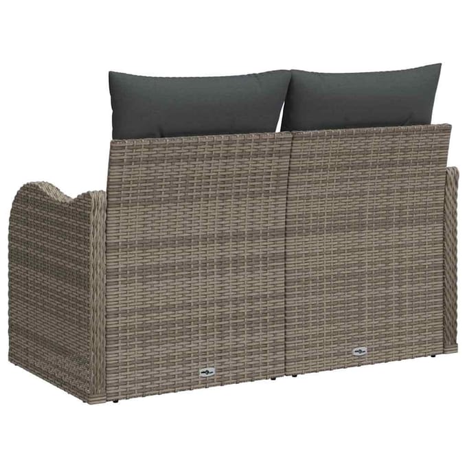 vidaXL - Tuin - Sofa - met - kussen - Grijs - 121 - x - 62 - x - 69cm - poly - rattan