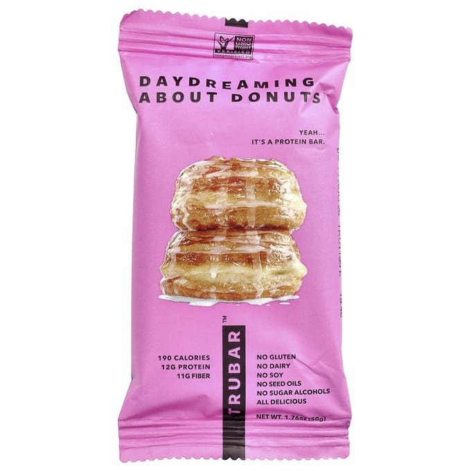 Trubar, Barre Protéinée Végétale, Rêve de Donut, 12 Barres, 50g (1,76 oz) Chaque