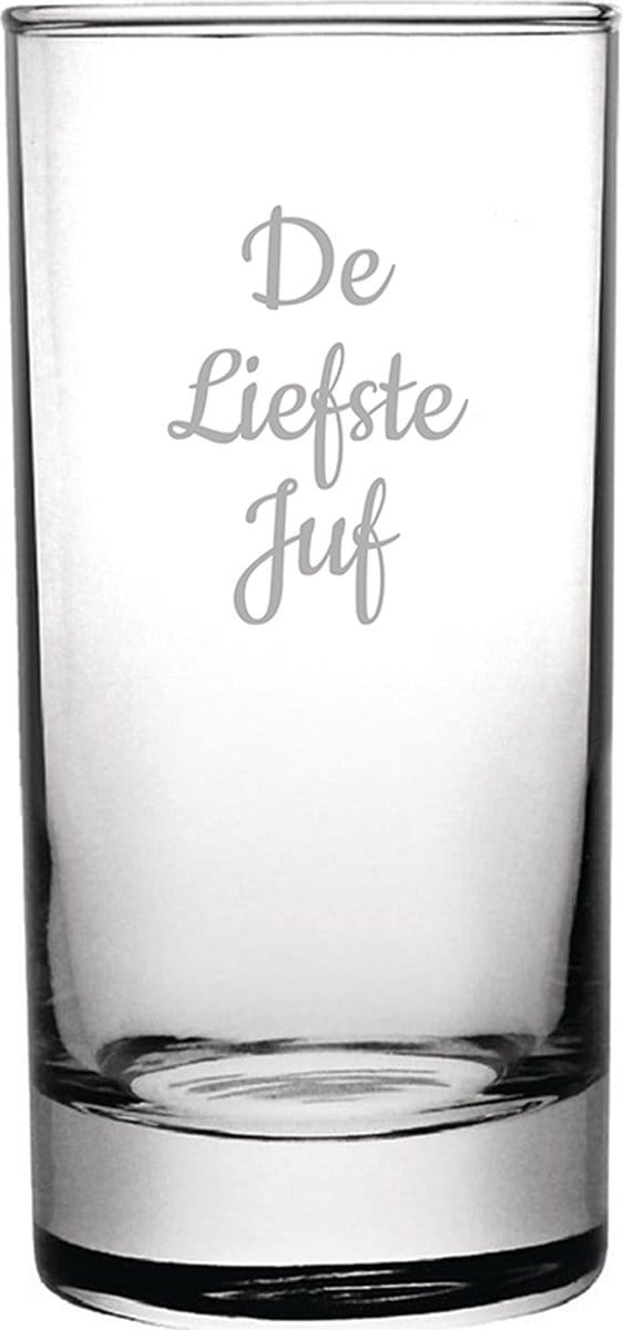 Gegraveerde longdrinkglas 28,5cl De Liefste Juf