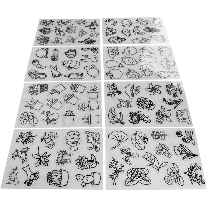8 stuks Krimpfolie Set Fruit Groente Patroon Mooi Brede Toepassing Shrinky Art