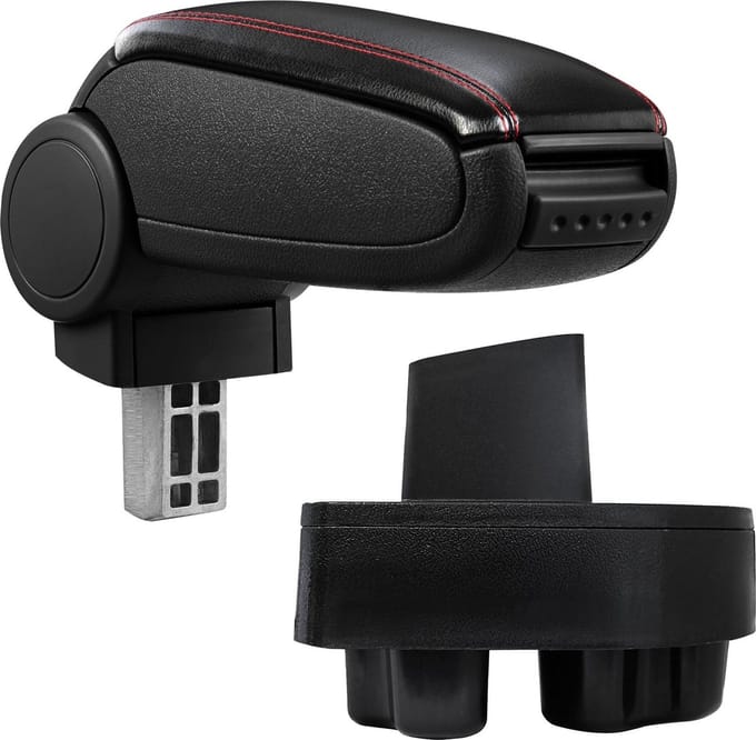 Armsteun-Opel Corsa-Combo C-kunstleer-zwart+rood stiksel