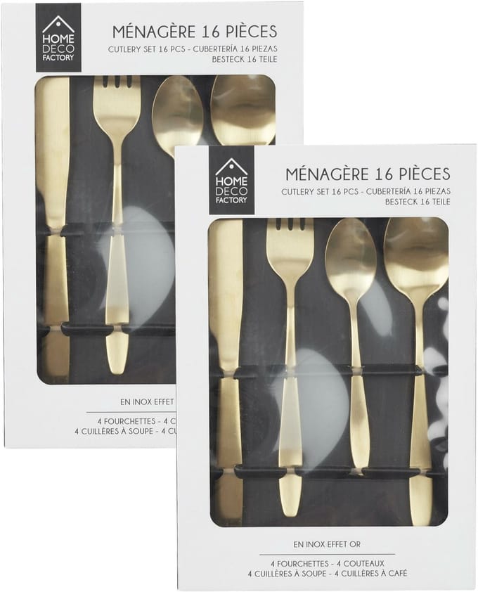 Home Deco Factory Bestekset Tableware Collection - 32 delig - goud - RVS - 8 personen