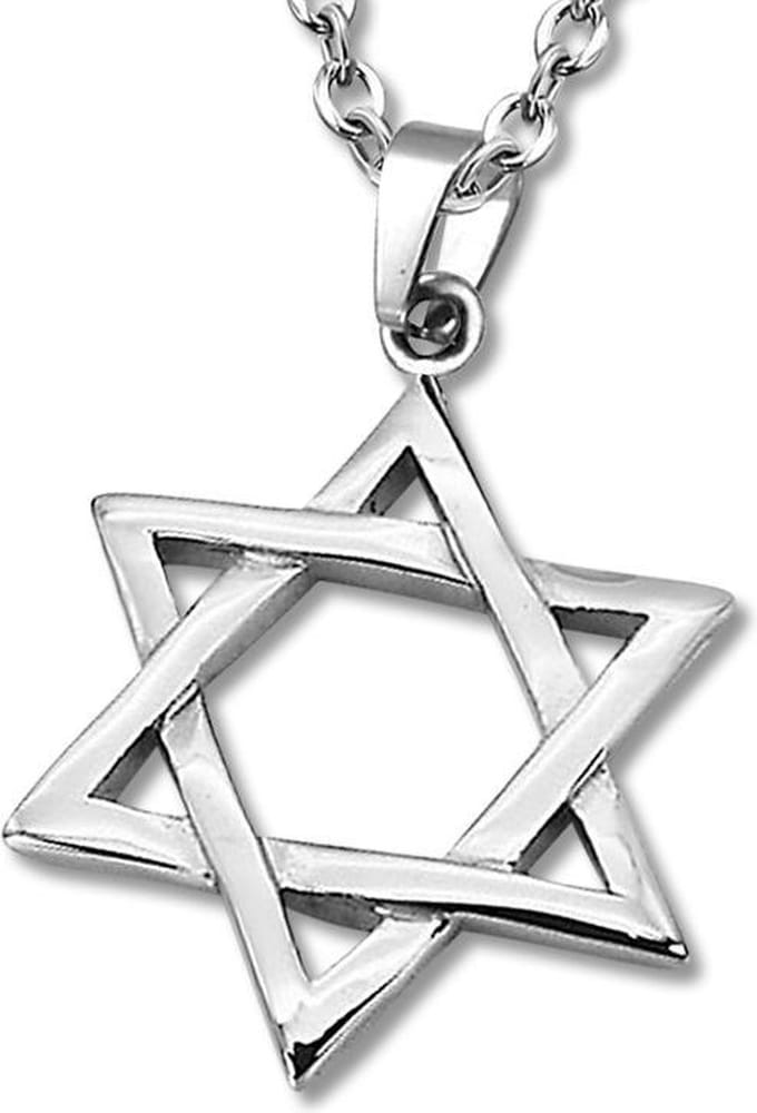 Amanto Ketting Ancel - 316L Staal - Davidster - 42x32mm - 60cm
