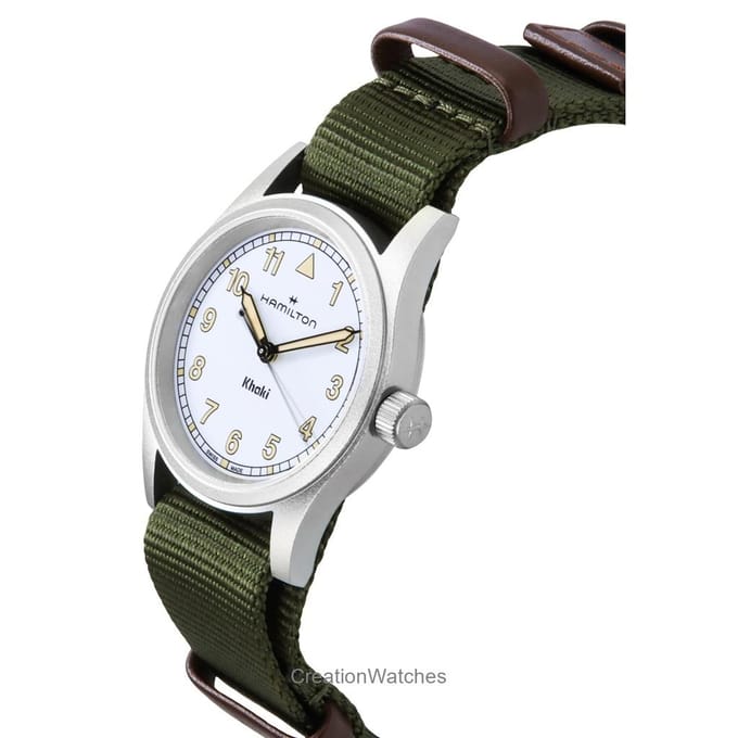 Hamilton Khaki Field Textielband Witte Wijzerplaat Quartz H69301910 Unisex Horloge wit