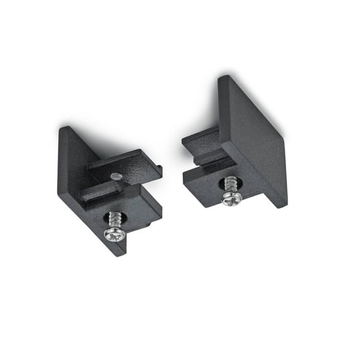 Spanningsrail Eindkap - 2 Stuks - DUOLINE - 2 Fase - Mat Zwart