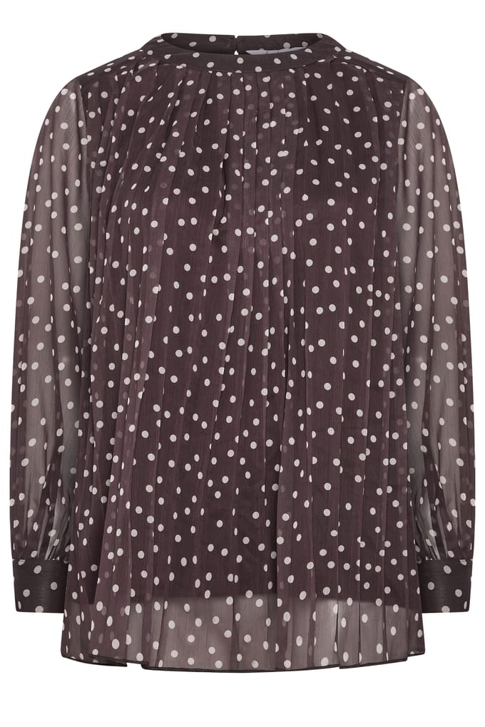 Yours London Chocoladebruine Blouse Met Stippen Size 38