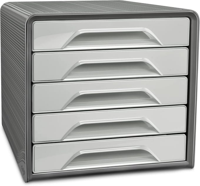 Documenten Opbergunit - Ladenblok - Bureau Organisatie - Robuuste Eénstuk Constructie - 5 Laden - Donkergrijs Lichtgrijs