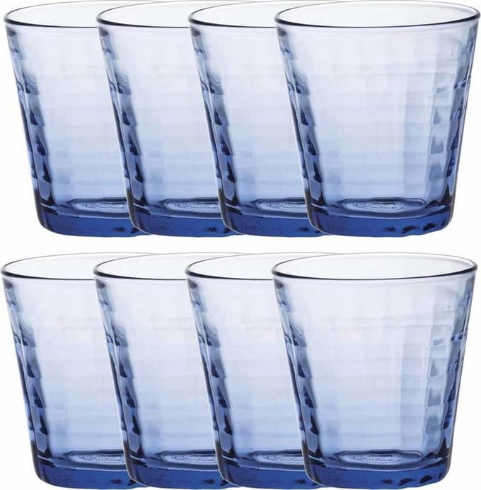 Duralex Drinkglazen Prisme - 12x stuks - blauw - 220 ml - waterglazen