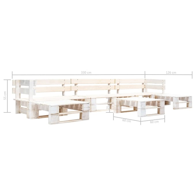 vidaXL - 6-delige - Loungeset - pallet - hout - wit