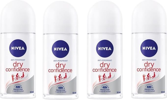 Nivea Dry Confidence Deo Roller - 4 x 50 ml