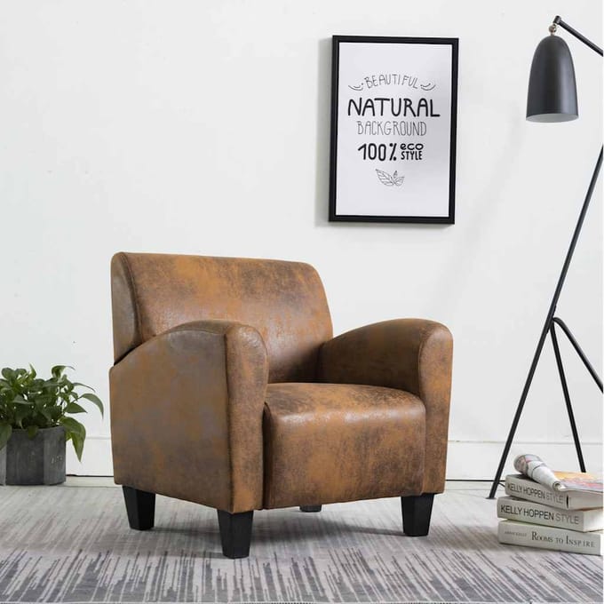 vidaXL Fauteuil Bruin 70x69x72 cm Kunstsuède