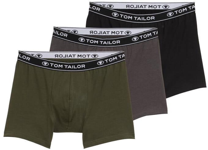 Tom Tailor - Halflange boxershorts in een 3-pack - Maat S - green melange