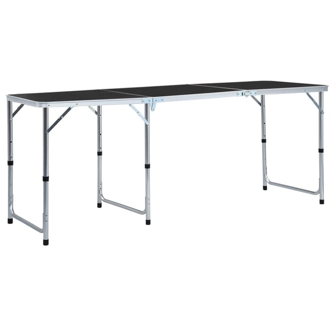 vidaXL Campingtafel inklapbaar 180x60 cm aluminium grijs