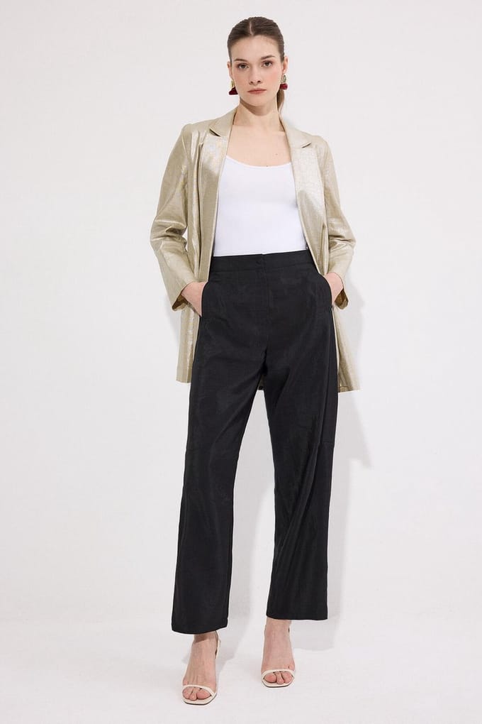 Touché Privé - Cupro broek met wijde pijpen - Zwart - Dames