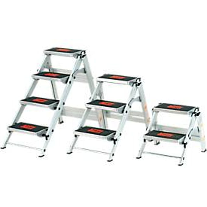 Veilligheidstrap, zonder beugel, aluminium, 2 treden