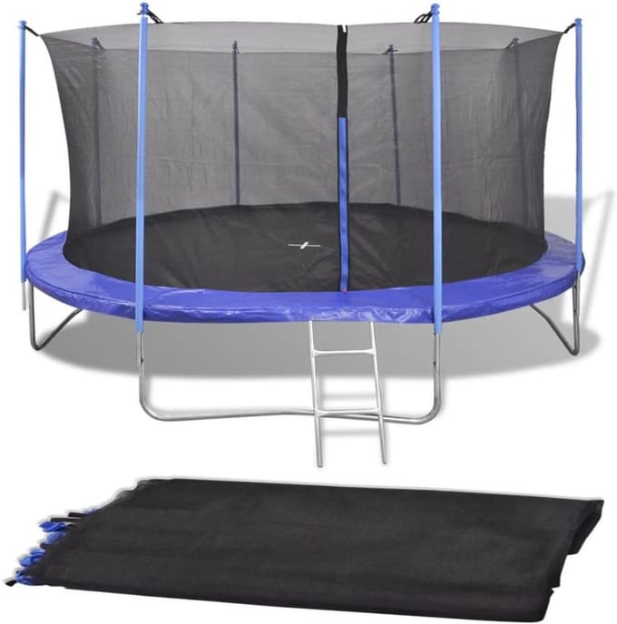 Trampoline Veiligheidsnet - Trampoline Omheining - Veilig Springen - Waterbestendig PE Materiaal - 366 Meter Diameter - Zwart