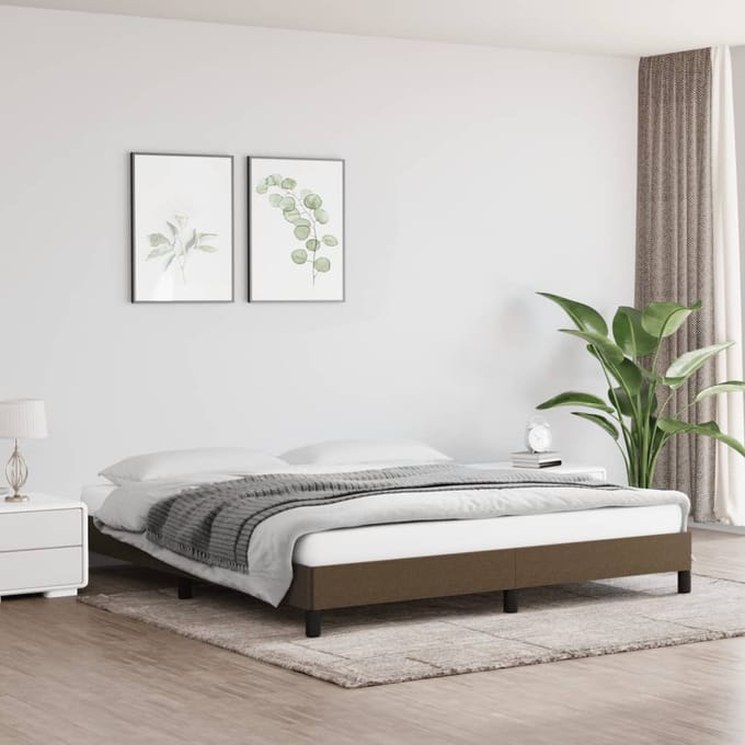 vidaXL - Bedframe - zonder - matras - stof - donkerbruin - 160x200 - cm