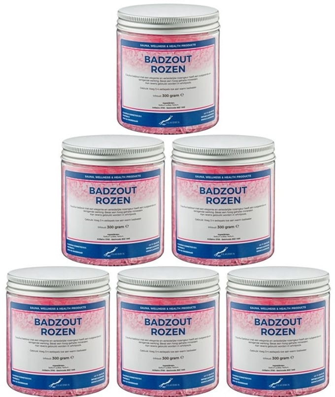 Claudius Badzout Rozen - 300 gram - Pot met aluminium deksel - Set van 6 stuks