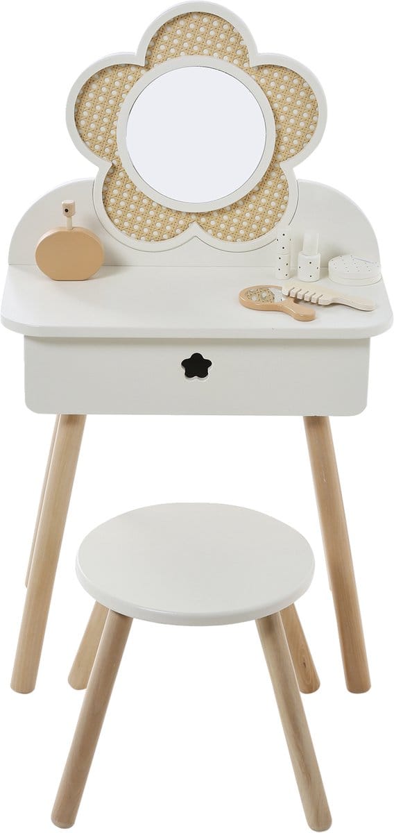 Vertbaudet Rieten kaptafel + accessoires in FSC® hout
