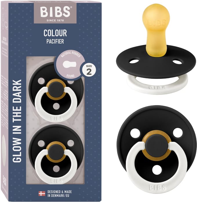 BIBS Colour Glow Fopspeen - 6-18 mnd - 2-pack - Rond - Black