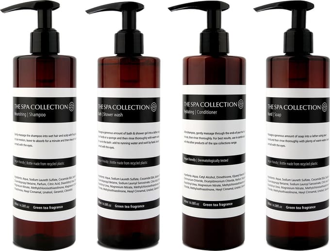 The Spa Collection Green Tea - Shampoo + Conditioner + Douchegel + Handzeep - 400 ml pompfles - Set van 4 stuks