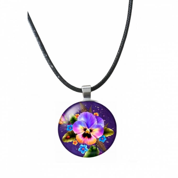 Ketting-Violen -2.5 cm-Cabochon-Charme Bijoux