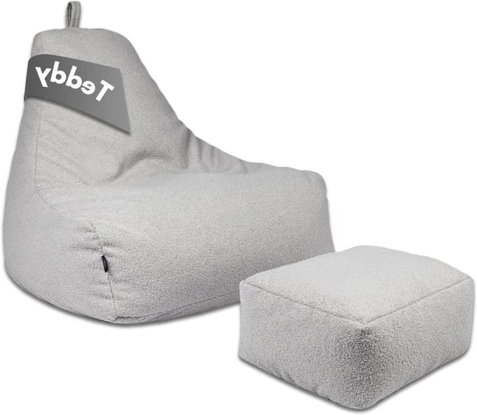 Zitzak set - Lounge stoel - Ontspannen thuis - Zachte teddy stof - XL - Grijs