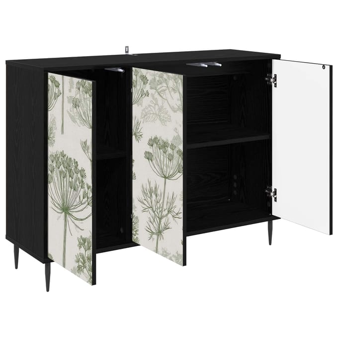vidaXL - Dressoir - GOTHA - Zwart - eiken - 102 - x - 33 - x - 76 - cm - Bewerkt - hout