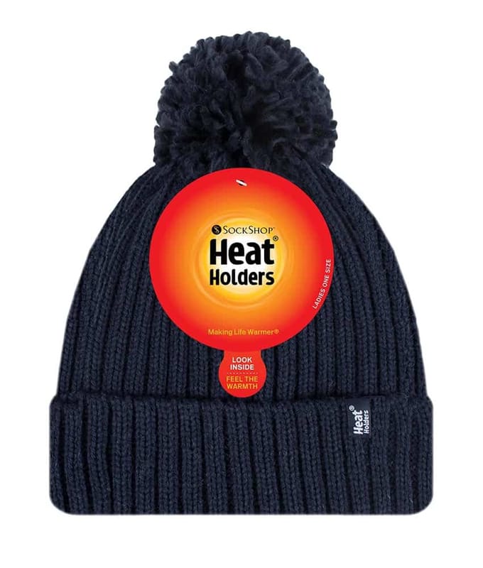 Heat Holders - Thermische Pom Pom Bobble-hoed voor dames - Marine