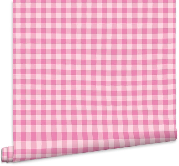 Fien & Teun - Behang Boerenruit roze